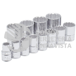 54212 JUEGO DE DADOS CUADRO DE 1/2", 12 PUNTAS, METRICOS, EN RIEL, 12 PIEZAS URREA
