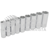 54118 JUEGO DE DADOS LARGOS CUADRO DE 1/2", 6 PUNTAS, EN PULGADAS, EN RIEL, 9 PIEZAS URREA