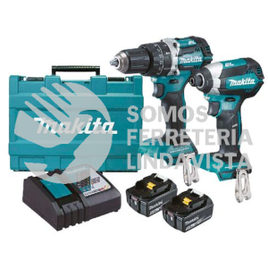 DLX2180TX COMBO (DHP484 ROTOM + DTD153 ATORN IMP ) M/BL LI-ION 2 BAT 5 0 AH C/IND BAT Y CARG C/LUZ, MALETIN 18V MAKITA