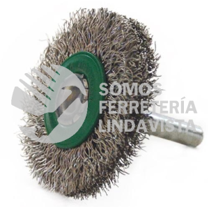 1649 CEPILLO CIRCULAR DE ALAMBRE INOXIDABLE ONDULADO CON VASTAGO (2"X0 012"X1/4") TENAZIT