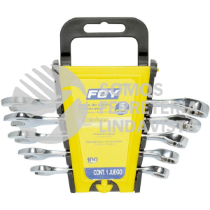 140451 JUEGO DE 5 LLAVES COMBINADAS PULIDO ESPEJO METRICAS, 12 PUNTAS EN RACK FOY