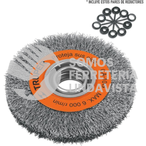 11526 CA-106 CARDA ALAMBRE ONDULADO 6" X 1-1/8" PARA ESMERIL TRUPER