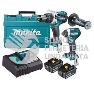 DLX2176T COMBO (DHP481 ROTOM + DTD154 ATORN IMP ) M/BL LI-ION 2 BAT 5 0 AH C/IND BAT Y CARG C/LUZ, MALETIN 18V MAKITA
