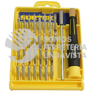DJY04 JUEGO DE DESTORNILLADORES DE PRECISION CON PUNTAS COMBINADAS, 32 PIEZAS SURTEK