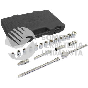 JD1204 JUEGO DE 19 DADOS Y ACCESORIOS EN PULGADAS 1/2" SURTEK