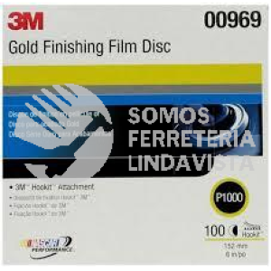 00969 DISCO PARA ACABADO GOLD GRANO P-1000 DM 6" 152MM MICROFINO HOOKIT 3M