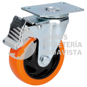 RV6B RODAJA DE PVC NARANJA GIRATORIA CON FRENO 2-1/2" SURTEK