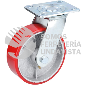 RP15G RODAJA DE FIERRO CON POLIURETANO ROJO GIRATORIA 6" SURTEK