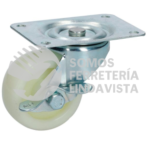 RN7B RODAJA DE POLIPROPILENO BLANCA GIRATORIA CON FRENO 3" SURTEK