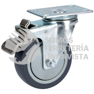 RT10B RODAJA DE TPR GRIS GIRATORIA CON FRENO 4" SURTEK
