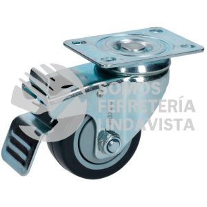 RG7B RODAJA DE POLIURETANO NEGRO GIRATORIA CON FRENO 3" SURTEK