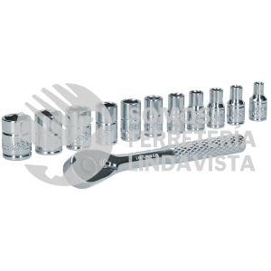 47201 JUEGO DE DADOS Y ACCESORIOS CUADRO DE 1/4" METRICO, 12 PIEZAS URREA