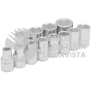 54213 JUEGO DE DADOS CUADRO DE 1/2", 6 PUNTAS, METRICOS, 12 PIEZAS URREA