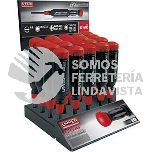 RADE15MS EXHIBIDOR CON DESTORNILLADORES CON MANGO BIMATERIAL TIPO REVOLVER, 20 PIEZAS URREA