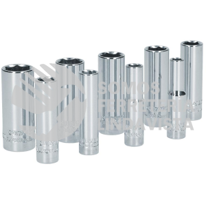 S13M JUEGO DE 9 DADOS LARGOS METRICOS CUADRO DE 1/4", 6 PUNTAS, EN RIEL SURTEK