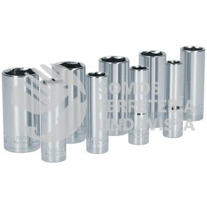 S12S JUEGO DE 9 DADOS LARGOS EN PULGADAS CUADRO DE 3/8", 6 PUNTAS, EN RIEL SURTEK