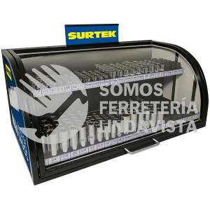 126094 EXHIBIDOR CON DADOS CORTOS Y LARGOS CUADRO DE 3/8" Y 1/2", 277 PIEZAS SURTEK