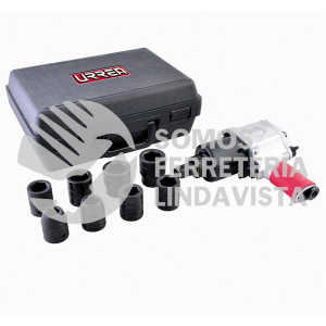 UP772HK JUEGO DE PISTOLA DE IMPACTO NEUMATICA CUADRO DE 3/4" Y ACCESORIOS EN PULGADAS, 10 PIEZAS URREA