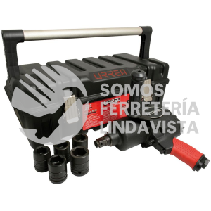 UP772HAKM JUEGO DE PISTOLA DE IMPACTO NEUMATICA CUADRO DE 3/4" Y ACCESORIOS METRICOS, 7 PIEZAS URREA