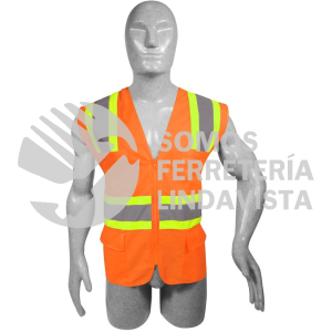 137496 CHALECO DE SEGURIDAD DE ALTA VISIBILIDAD CON CIERRE Y 6 BOLSAS NARANJA UNITALLA SURTEK