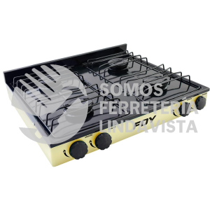 144706 ESTUFA DE GAS 4 QUEMADORES DE ACERO INOXIDABLE COLOR BEIGE FOY
