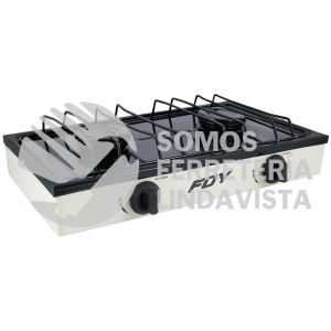 144713 ESTUFA DE GAS 2 QUEMADORES DE ACERO INOXIDABLE COLOR BLANCO FOY