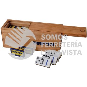 DOMS DOMINO DE ACRILICO CON CAJA DE MADERA, 28 PIEZAS SURTEK