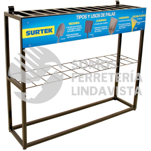RPALA EXHIBIDOR DE PISO PARA PALAS PALAS Y ESCOBAS 122 X 30 X 102 CM SURTEK