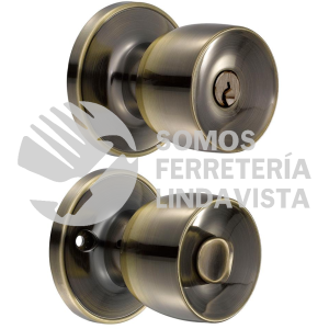 21PO POMO TUBULAR COPA RECTA FUNCION RECAMARA, LATON ANTIGUO, LLAVE ESTANDAR, BLISTER LOCKce