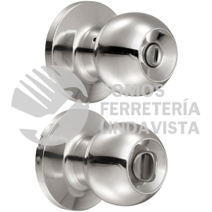 11PO POMO TUBULAR BOLA FUNCION BAÑO, ACERO INOXIDABLE, LLAVE ESTANDAR, BLISTER LOCK