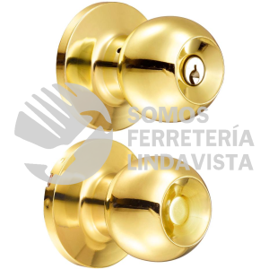 18PO POMO TUBULAR BOLA FUNCION ENTRADA, LATON BRILLANTE, LLAVE ESTANDAR, BLISTER LOCK