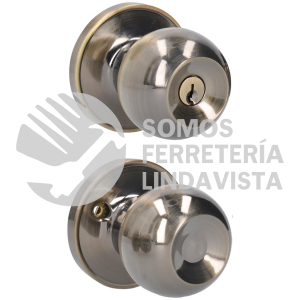 15PO POMO TUBULAR BOLA FUNCION ENTRADA, LATON ANTIGUO, LLAVE ESTANDAR, BLISTER LOCK