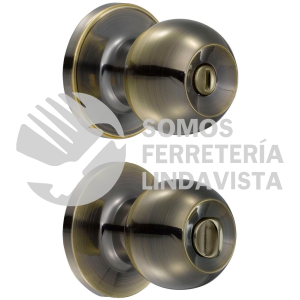 14PO POMO TUBULAR BOLA FUNCION BAÑO, LATON ANTIGUO, LLAVE ESTANDAR, BLISTER LOCK