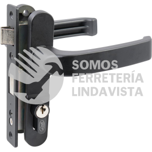 11CL CERRADURA EURO PARA PUERTA DE ALUMINIO FUNCION DOBLE, NEGRO, LLAVE ESTANDAR LOCK