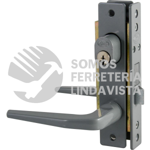 14CL CERRADURA CLASICA PARA PUERTA DE ALUMINIO FUNCION DOBLE, GRIS, LLAVE ESTANDAR LOCK