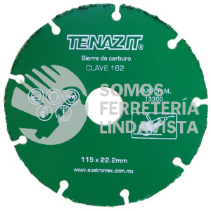 162 SIERRA DE CARBURO DE TUNGSTENO PARA CORTE DE MADERA CON SOLDADO DE ALTA RESISTENCIA (4-1/2"X7/8") TENAZIT
