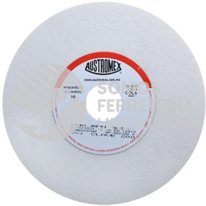 200 RUEDA BLANCA VITRIFICADA PARA ESMERILADO DE ACERO TIPO 1 GRANO 60 (8"X1/2"X1-1/4") AUSTROMEX