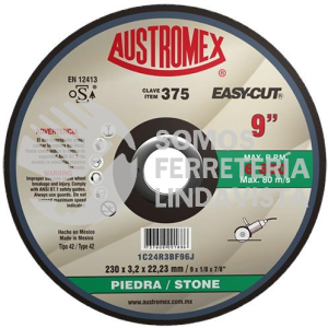 375 DISCO CON CENTRO DEPRIMIDO PARA CORTE DE PIEDRA EASY-CUT TIPO 42 GRANO 24 (9"X1/8"X7/8") AUSTROMEX