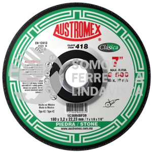418 DISCO CON CENTRO DEPRIMIDO PARA CORTE DE PIEDRA CLASICA TIPO 42 GRANO 36 (7"X1/8"X7/8") AUSTROMEX