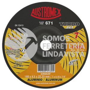 671 DISCO PARA DESBASTE DE ALUMINIO TURBO JET ALUMINIO TIPO 29 GRANO 36 (7"X0 18"X7/8") AUSTROMEX