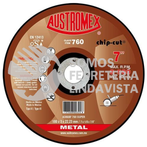 760 DISCO PARA CORTE DE METAL CHIP-CUT TIPO 41 GRANO 30 (7"X1/8"X7/8") AUSTROMEX