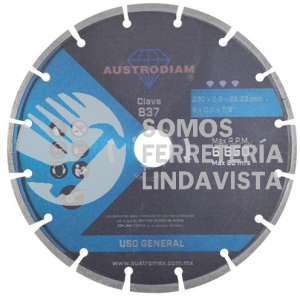 837 DISCO DE DIAMANTE AZUL SEGMENTADO USO GENERAL (9"X0 102"X7/8") AUSTRODIAM AUSTROMEX