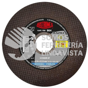 864 DISCO ULTRA PRECISO PARA CORTE DE ACERO INOXIDABLE MAGMA TIPO 41 GRANO 60 (4-1/2"X1/32"X7/8") AUSTROMEX