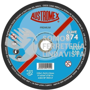 874 DISCO PARA CORTE DE METAL PREMIUM TIPO 41 GRANO 46 (9"X5/64"X7/8") AUSTROMEX
