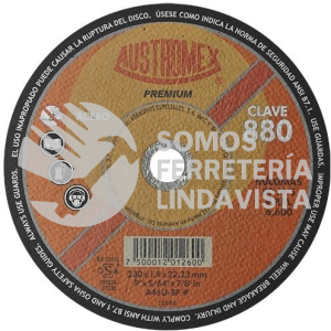 880 DISCO PARA CORTE DE METAL PREMIUM TIPO 41 GRANO 46 (9"X5/64"X7/8") AUSTROMEX