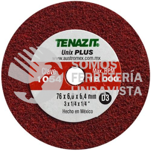1054 RUEDA UNIX PLUS TIPO 1 D3 (3"X1/4"X1/4") TENAZIT