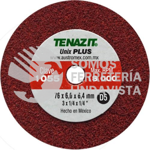 1055 RUEDA UNIX PLUS TIPO 1 D5 (3"X1/4"X1/4") TENAZIT