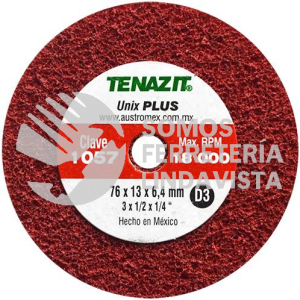 1057 RUEDA UNIX PLUS TIPO 1 D3 (3"X1/2"X1/4") TENAZIT