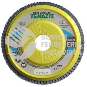 1751 DISCO LAMINADO SUPERLAM TIPO A GRANO 120 (4-1/2"X7/8") TENAZIT