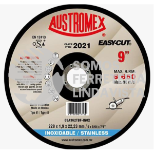 2021 DISCO PARA CORTE DE METAL EASY-CUT TIPO 41 GRANO 362 (9"X5/64"X7/8") AUSTROMEX